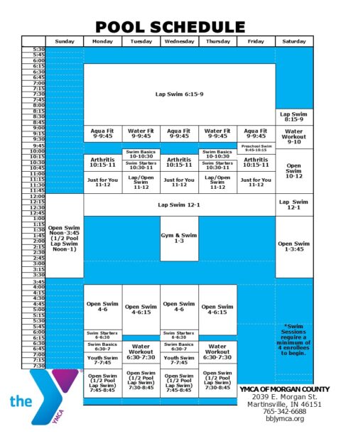 Pool Schedule - Barbara B. Jordan YMCA